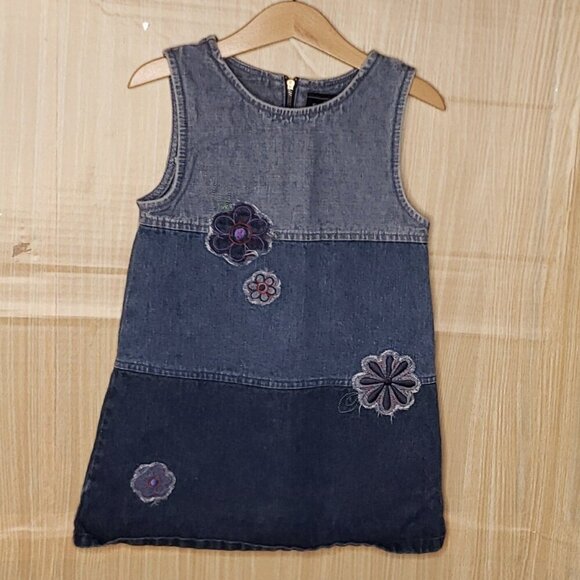 Sonoma Girls Denim Patchwork Blue Dress 4 - Picture 1 of 5